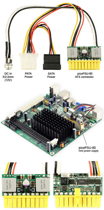 picoPSU-80 DC/DC (80 Watt) + AC/DC 90W Adapter + Stromkabel [Bundle]